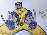 Wolverine in pen and colour pencils