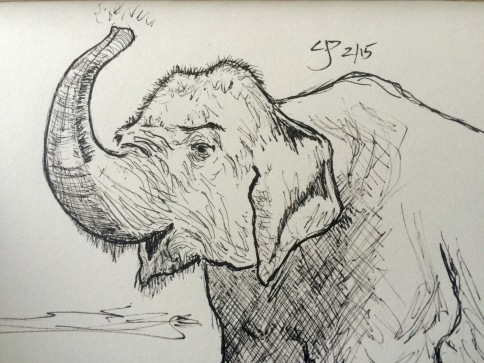 Elephant love in Pen & Ink