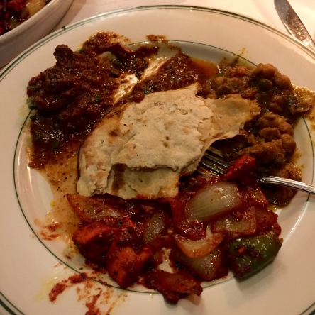 Lamb Vindaloo, Channa Masala, Chicken Karahi with Parathi